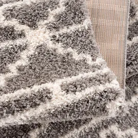 Carpet City Hochflor-Teppich CARPET CITY "Pulpy 530" Gr. 3, grau, B:160cm H:30mm L:230cm, Kunstfaser, Teppiche, Fransenteppich, besonders weich, mit Fransen, Geo-Muster