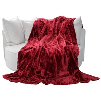 Brandsseller Felldecke 150 x 200 cm Hochwertige Kuscheldecke Sofa Decke Wohndecke Tagesdecke Flauschiges Kunstfell Rot