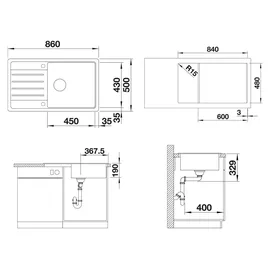Blanco Legra XL 6 S Silgranit Vulkangrau 860 x 500 mm
