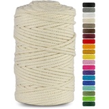 Netuno 1x Makramee-Garn Elfenbein 3 mm 100 m Baumwollkordel mit Baumwollkern Bastel-Garn Makramee Naturbaumwolle Baumwollgarn Bastelschnur Baumwollschnur Makramee farbig Macrame Cotton Cord