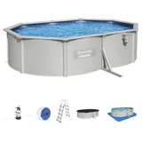 BESTWAY 56586 Hydrium 500x360x120cm Ovaler Stahlpool - Light Grey - 16296 Liter