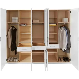Priess Kleiderschrank PRIESS, weiß (weiß, weiß hochglanz), B:230cm H:193cm T:55cm, Holzwerkstoff, Schränke, Kleiderschrank, wahlweise mit Kranzbeleuchtung