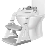 JurciCat Toilettensitz kinder mit treppe Faltbare 2-in-1-Kindertoilette Rutschfeste Stufe mit gepolstertem Sitz spritzwassergeschützt und stabil kinder toilettensitz Für Kinder von 1-7 Jahren