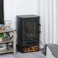 Homcom Elektrokamin E-Kamin mit Flammeneffekt Thermostat 1000 W/2000 W 20–25 qm, Schwarz 44,5x32,1x74 cm - HOMCOM