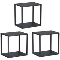[en.casa] Nostened Wandregal 3 tlg. 40 x 40 x 10 cm Schwarz