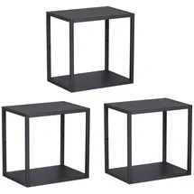 [en.casa] Nostened Wandregal 3 tlg. 40 x 40 x 10 cm Schwarz