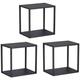 [en.casa] Nostened Wandregal 3 tlg. 40 x 40 x 10 cm Schwarz