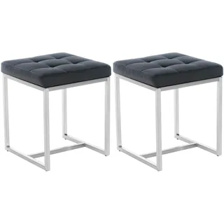 CLP 2er Set Edelstahl-Sitzhocker Barci Kunstleder I Moderne Hocker Mit Hochwertiger Polsterung Und Bodenschonern In Vielen Farben
