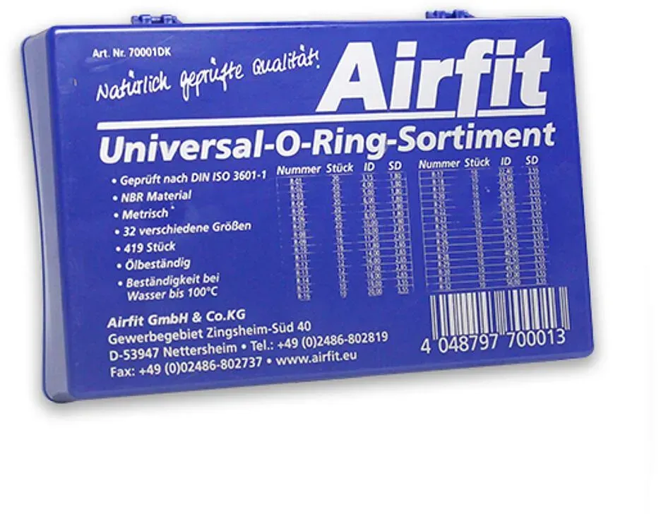 Universal-Dichtungskoffer, O-Ring-Sortiment, Airfit, 32 verschiedenen Größen