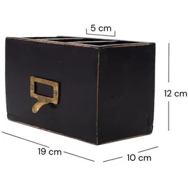 DESIGN DELIGHTS Stiftehalter Holz 19x12x10 cm Schwarz
