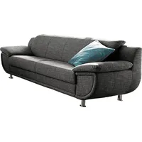 TRENDMANUFAKTUR 3-Sitzer "Rondo, Breite 207 cm, breite Armlehnen, Füße chromfarben", grau (anthrazit, grau), B:207cm H:85cm T:94cm, Microfaser PRIMABELLE (100% Polyester);Kunstleder SOFTLUX;Struktur (54% Polyacryl, 46% Polyester);NaturLEDER (echtes Rindsleder ) in Sitz