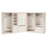 JVmoebel Kleiderschrank Weißer Kleiderschrank Stilvolle Eckkleiderschränke Massivholz Möbel (Kleiderschrank L-form) Made in Europa weiß