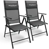 deluxe4homeâ® deluxe4home Gartenstuhl Klappstuhl mit 7 Stufen Verstellbarer Rückenlehne 2er Set