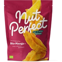 Nut Perfect Bio-Mango, 1 x 80 g, getrocknete Mangostreifen ohne Zucker, ungeschwefelt, vegan, süß, fruchtig und intensiv im Geschmack, verarbeitet unter fairen Bedingungen