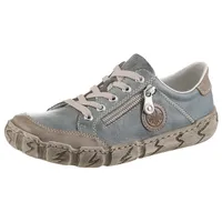Rieker Sneaker RIEKER, Damen, Gr. 36, blau (graublau, taupe), Leder, Lederimitat, used, Schuhe Sneaker, mit Zierreißverschluss, Freizeitschuh, Halbschuh, Schnürschuh