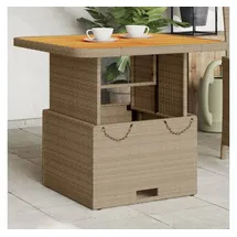 vidaXL Gartentisch Beige 80x80x71 cm Poly Rattan und Akazienholz