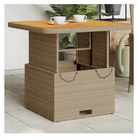 vidaXL Gartentisch Beige 80x80x71 cm Poly Rattan und Akazienholz