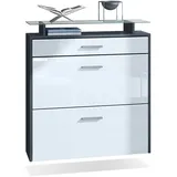 Vladon Schuhschrank, Weiß Hochglanz, Holzwerkstoff, 89x96x23 cm, Garderobe, Schuhaufbewahrung, Schuhschränke