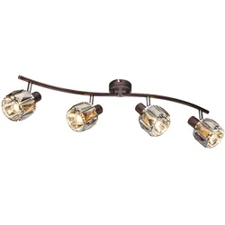 Decken Lampe Chrom Leuchte Bronze Glaskristalle Spots Beweglich Beleuchtung