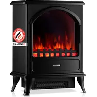 KAMINIO Elektrokamin Leni - Elektrischer Kaminofen mit Heizung, 3D-Flammeneffekt (Schwarz)