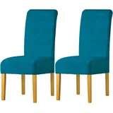Stretch-samt-stuhlhussen Mit Elasthan, 2-teilige Stuhlhussen Mit Gummiband, Große Samt-stuhlhussen Für Damen, Für Restaurant, Hotel, Party, Bankett, Blau - Crezuo