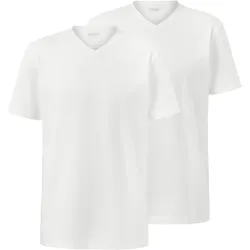 Tchibo - 2 T-Shirts mit V-Ausschnitt - Herren - Gr. L - weiß