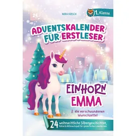 minella verlag Der magische Adventskalender für Erstleser – Einhorn Emma & die verschwundenen Wunschzettel: 24 weihnachtliche Silbengeschichten, Rätsel & Mitmachspaß für spielerisches Lesenlernen | 1. Klasse