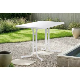 Sieger Boulevard-Klapptisch mit mecalit-Pro-Platte 115 x 70 x 72 cm weiß/marmordekor weiß