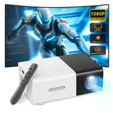 PODOFO Mini Beamer Tragbarer für Heimkino mit HDMI/USB, Fernbedienung Mini-Beamer (1920*1080 px) weiß