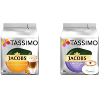 Tassimo Kapseln Jacobs Typ Latte Macchiato Caramel, 40 Kaffeekapseln, 5er Pack, 5 x 8 Getränke & Kapseln Jacobs Cappuccino Choco, 40 Kaffeekapseln, 5er Pack, 5 x 8 Getränke