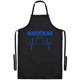 multifanshop Grillschürze - Magdeburg - Herzschlag - Druck blau - Schürze