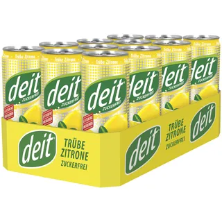 DEIT Trübe Zitrone Dose 12er Pack (12 x 330 ml) Zuckerfreie Limonade Kalorienarm Erfrischung