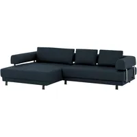 Stylife Ecksofa, Dunkelblau, Leder, Echtleder, Dickleder, 3-Sitzer, Füllung: Polyurethan (Pur), Ottomane links, L-Form, 307x188 cm, Goldenes M, Typenauswahl, Fußauswahl, Lederauswahl, Stoffauswahl, seitenverkehrt erhältlich, Hocker Rücken echt, individuell planbar, Wohnzimmer, Sofas & Couches, Wohnlandschaften, Ecksofas