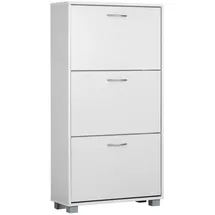CASARIA Schuhschrank 115 x 60 x 25 cm 3 Klappen geschlossen / weiß