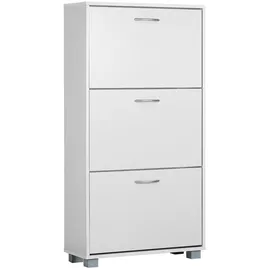 CASARIA Schuhschrank 115 x 60 x 25 cm 3 Klappen geschlossen / weiß