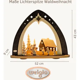 Weigla LED Lichterspitze/Schwibbogen"Waldweihnacht" inkl. handgeschnitzter Figuren Erzgebirge garantiert