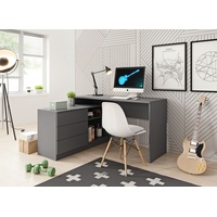 Schreibtisch 140 cm Tala - Computertisch mit Schrank - Schubladen, Universal Montage - Modern Bürotisch (Graphit)