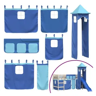 vidaXL Vorhänge für Hochbett mit Turm Blau Polyester