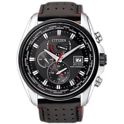 Funk-Multifunktionsuhr CITIZEN, schwarz, Armbanduhren, Herren, Armbanduhr, Herrenuhr, Solar, Saphirglas, Lederarmband
