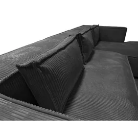 s-style möbel Modernes Ecksofa Porto aus Grau Cord und weichem Sitz,