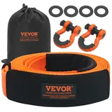 Vevor Abschleppgurt-Bergeset 76,2 mm x 6,1 m (MBS-16329 kg) Baumschoner-Windengurt, dreifach verstärkte Schlaufe & Schutzhüllen & Aufbewahrungstasche, 3/4 Zoll D-Ring-Schäkel, für LKW, Jeep, SUV, ATV