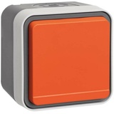 Berker Steckdose SCHUKO mit orangenem Klappdeckel, grau/lichtgrau (47403527)