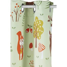 OTTO home Verdunkelungsvorhang OTTO HOME "Waldtiere" Gr. 3, bunt (orange, braun, gelbgrün), B:130cm H:225cm, Polyester, Gardinen, bedruckte Kindergardine, blickdicht, verschiedene Größen