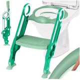 Kidiz KIDIZ® Kinder Toilettensitz Toilettentrainer mit Treppe und Griffe Faltbar Kindertoilette WC Sitz Töpfchentrainer Lerntöpfchen bequemem Kissen und breiten Stufen Toilettentreppe höhenverstellbar