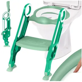 Kidiz KIDIZ® Kinder Toilettensitz Toilettentrainer mit Treppe und Griffe Faltbar Kindertoilette WC Sitz Töpfchentrainer Lerntöpfchen bequemem Kissen und breiten Stufen Toilettentreppe höhenverstellbar