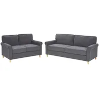 Sofa Set in Grau aus Samtstoff Retro-Stil Traditionell-Modern Ronneby