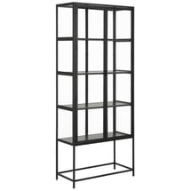 Livetastic Vitrine, Schwarz, 4 Fächer, 77x185.6x35 cm, Reach, Wohnzimmer, Wohnwände, Vitrinenschränke