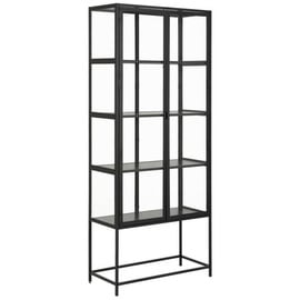 Livetastic Vitrine, Schwarz, 4 Fächer, 77x185.6x35 cm, Reach, Wohnzimmer, Wohnwände, Vitrinenschränke