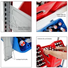 Proregal Getränkekistenregal 185 x 106 x 34 cm Silber