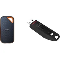 SanDisk Extreme PRO Portable SSD Externe SSD 2 TB & Ultra USB 3.0 Flash-Laufwerk 128 GB (SecureAccess Software, Passwortschutz, Übertragungsgeschwindigkeit von bis zu 130 MB/s) Schwarz